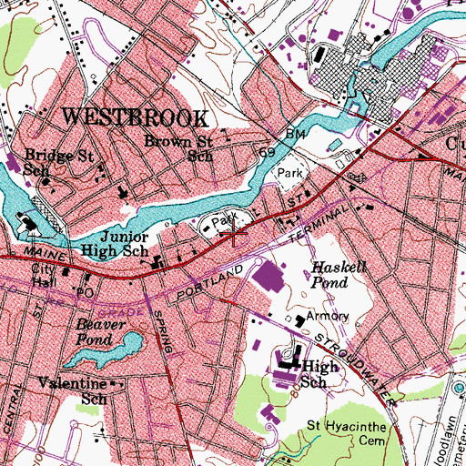 Topographic Map of First Baptist Church, ME