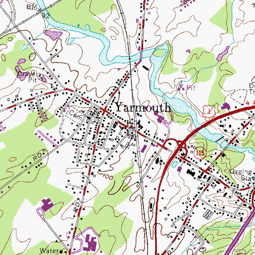 Topographic Map of First Baptist Church of Yarmouth, ME