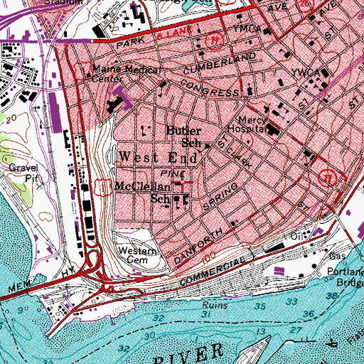 Topographic Map of First Church of Christ, ME
