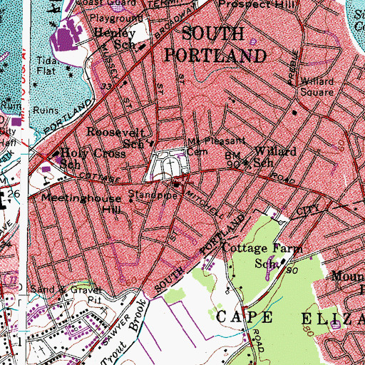 Topographic Map of First Congregational Church, ME