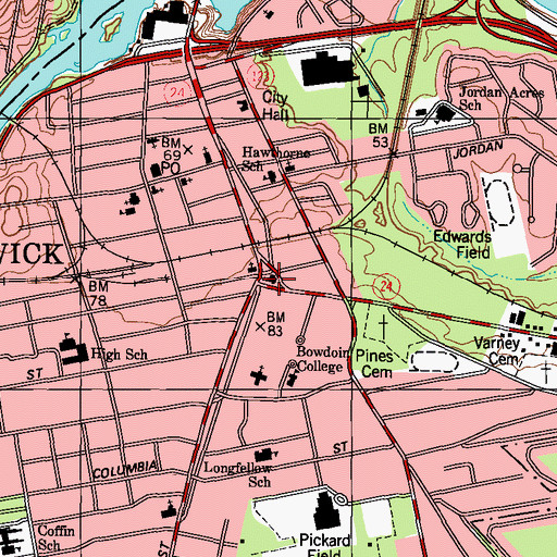 Topographic Map of First Parish Congregational Church, ME