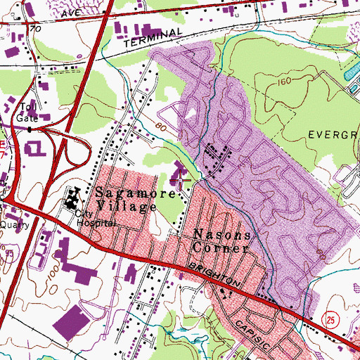 Topographic Map of Fred Hall School, ME