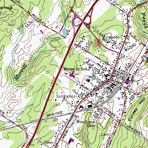 Topographic Map of Freeport High School, ME