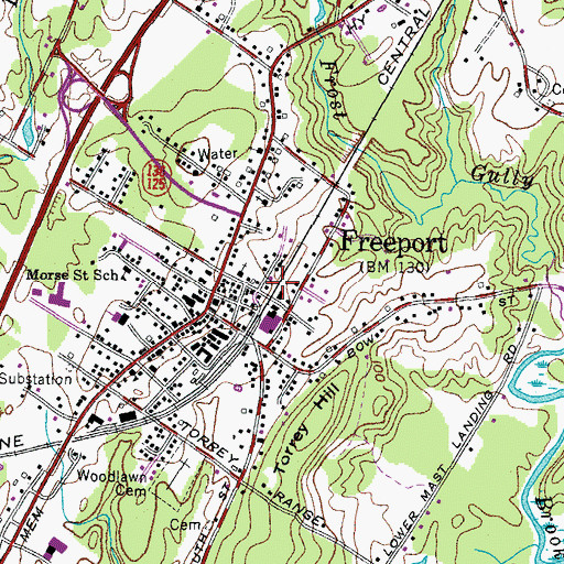 Topographic Map of Freeport Nursing and Rehabilitation Center, ME