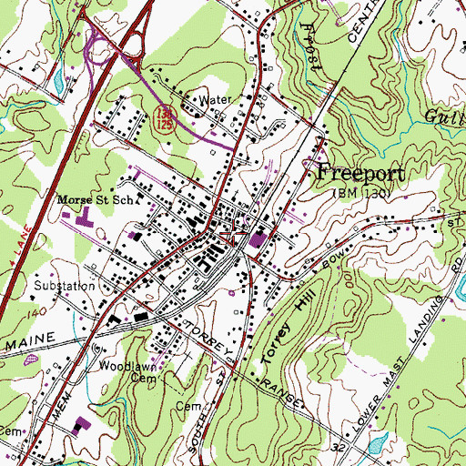 Topographic Map of Freeport Post Office, ME