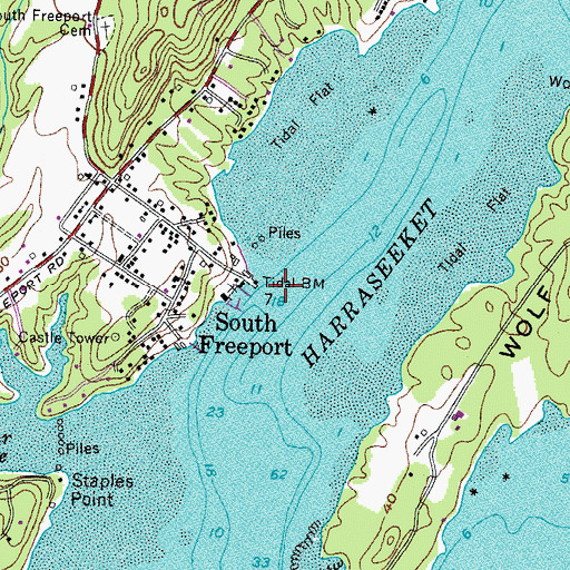Topographic Map of Freeport Town Dock and Landing, ME