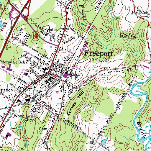 Topographic Map of Freeport Village Square Shopping Center, ME