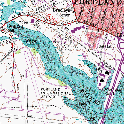 Topographic Map of Garrison Hills Estates, ME