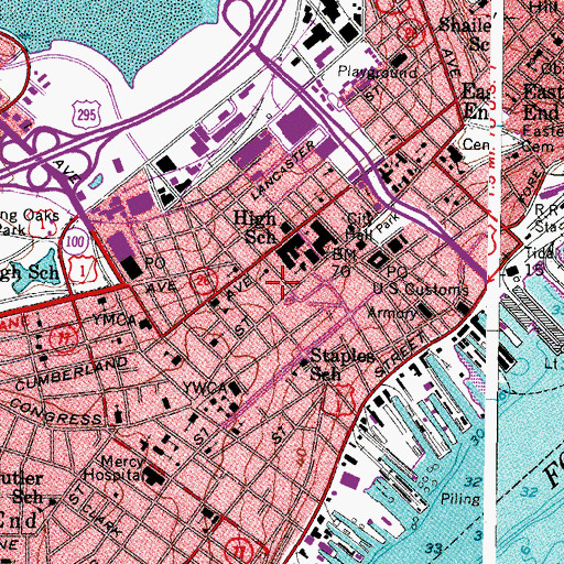 Topographic Map of George I Lewis and Family Gallery, ME