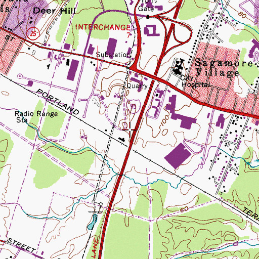 Topographic Map of Glenwood Square Baptist Church, ME
