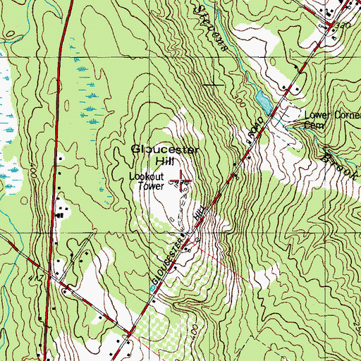 Topographic Map of Gloucester Hill Lookout Tower, ME