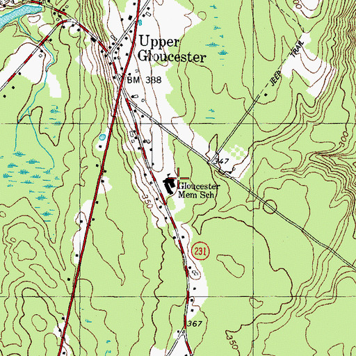 Topographic Map of Memorial School, ME