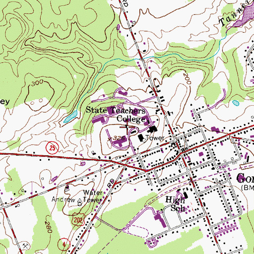 Topographic Map of Gorham Campus Historic District, ME