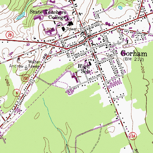 Topographic Map of Gorham High School, ME
