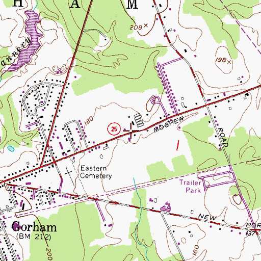 Topographic Map of Gorham Town Hall, ME