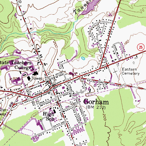 Topographic Map of Gorham Village Plaza Shopping Center, ME