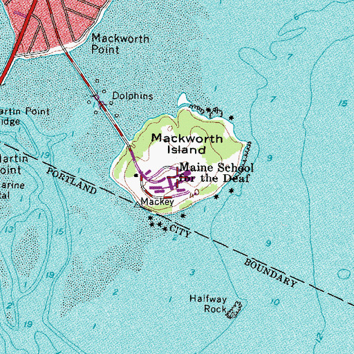 Topographic Map of Governor Baxter School for the Deaf Library, ME