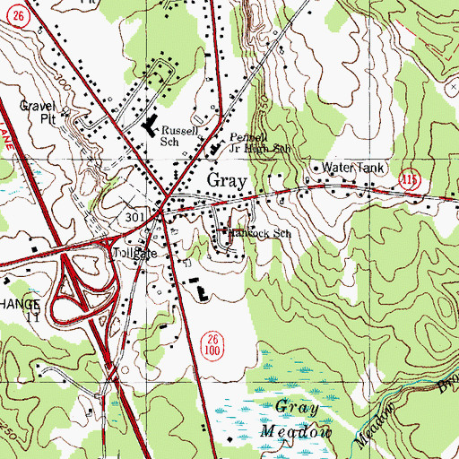 Topographic Map of Gray Public Library, ME