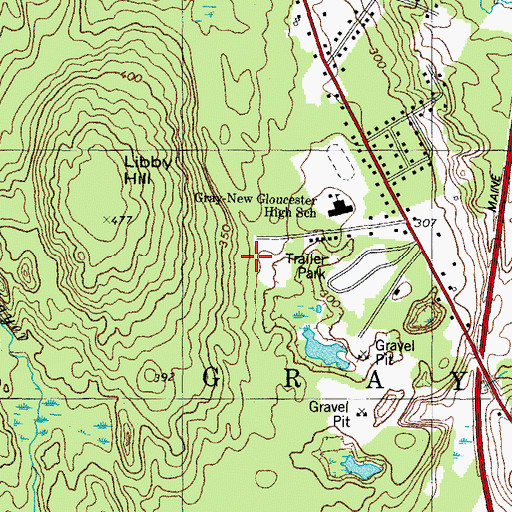 Topographic Map of Gray New Gloucester Middle School, ME