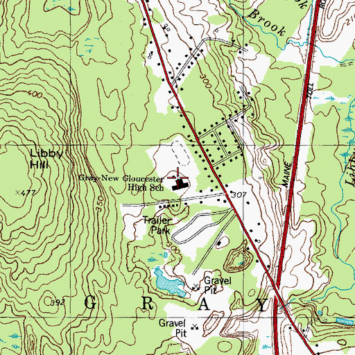 Topographic Map of Gray New Gloucester High School, ME