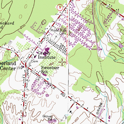 Topographic Map of Greely Middle School, ME