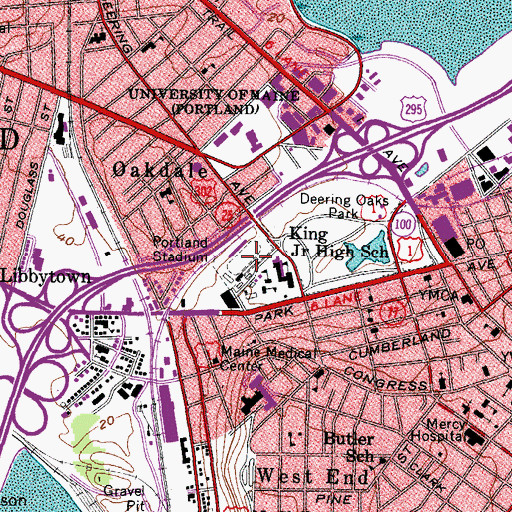 Topographic Map of Hadlock Field, ME