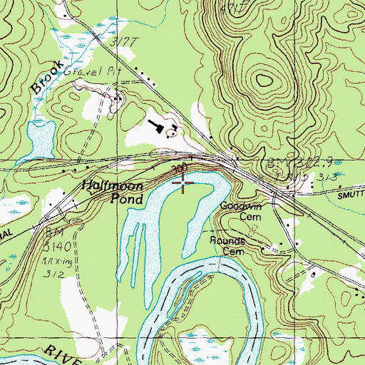 Topographic Map of Halfmoon Pond, ME