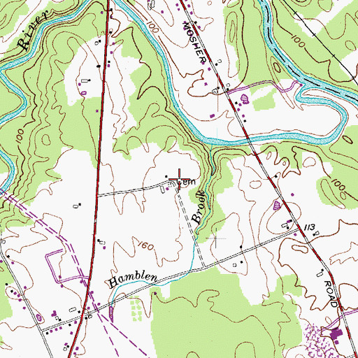 Topographic Map of Hamblen Cemetery, ME