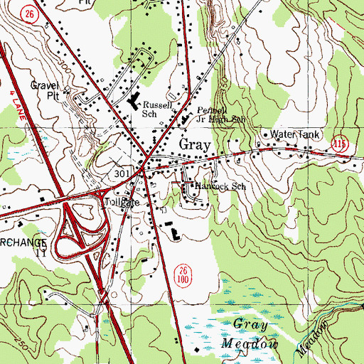 Topographic Map of Hancock School, ME