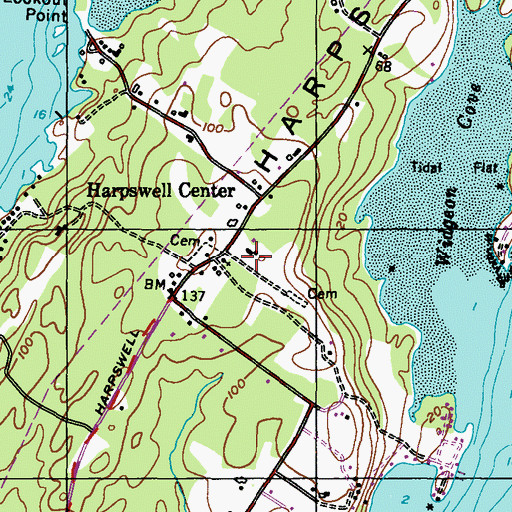Topographic Map of Harpswell Meetinghouse, ME