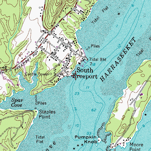 Topographic Map of Harraseeket Yacht Club, ME