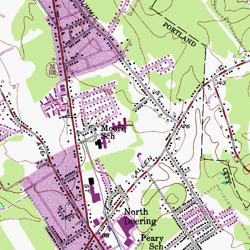 Topographic Map of Harrison Lyseth Elementary School, ME