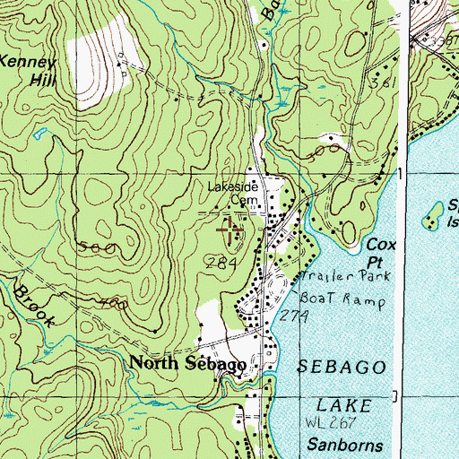 Topographic Map of Hemlock Hills Campground, ME
