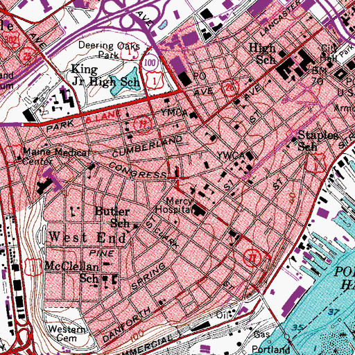 Topographic Map of Henry Wadsworth Longfellow Monument, ME