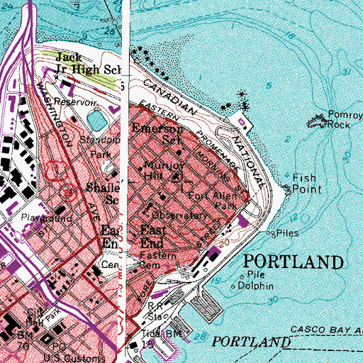 Topographic Map of Hill School, ME