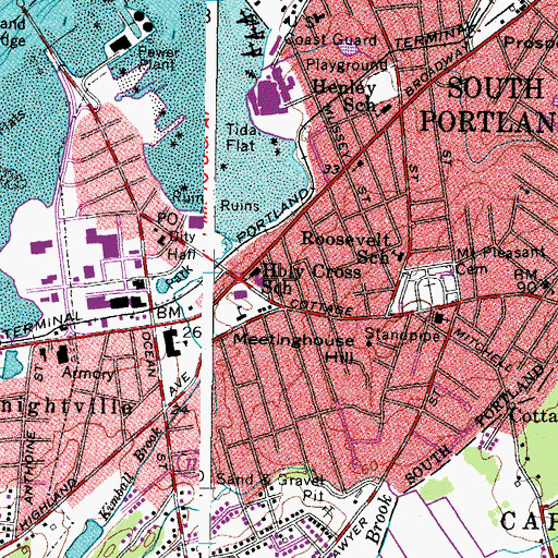 Topographic Map of Holy Cross Church, ME