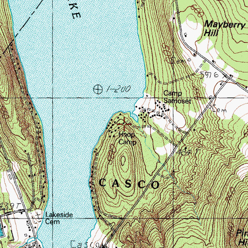 Topographic Map of Hoop Camp, ME