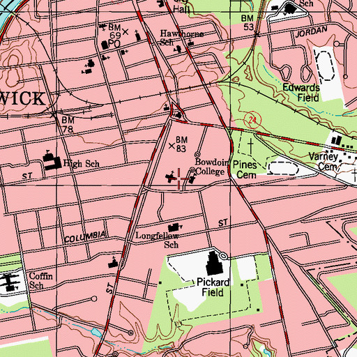 Topographic Map of Hubbard Hall, ME