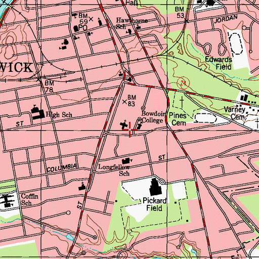 Topographic Map of Hyde Hall, ME