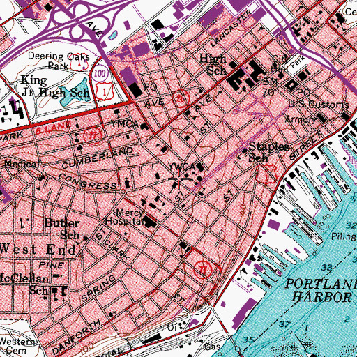 Topographic Map of Immanuel Baptist Church, ME