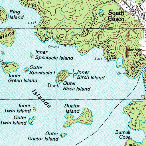 Topographic Map of Inner Birch Island, ME