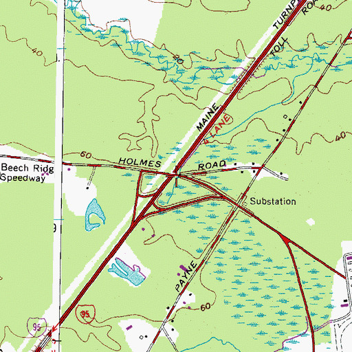 Topographic Map of Interchange 6, ME