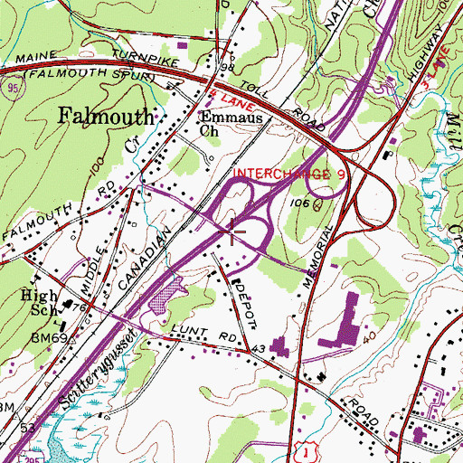 Topographic Map of Interchange 8, ME