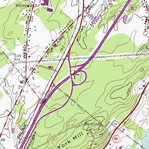 Topographic Map of Interchange 17, ME