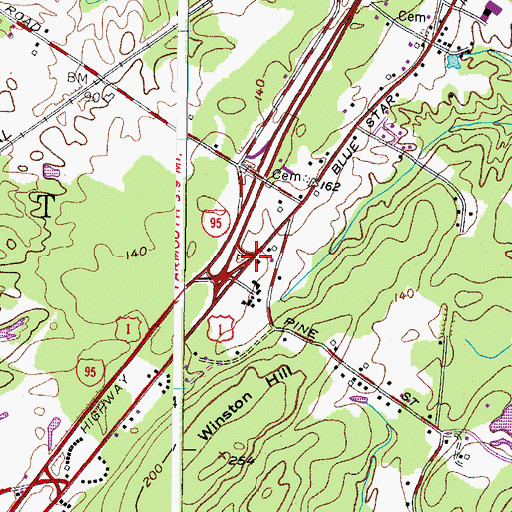 Topographic Map of Interchange 19, ME