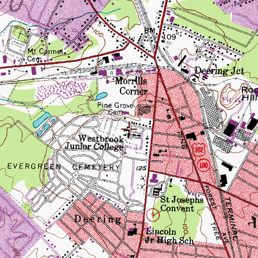 Topographic Map of J W Payson Gallery, ME