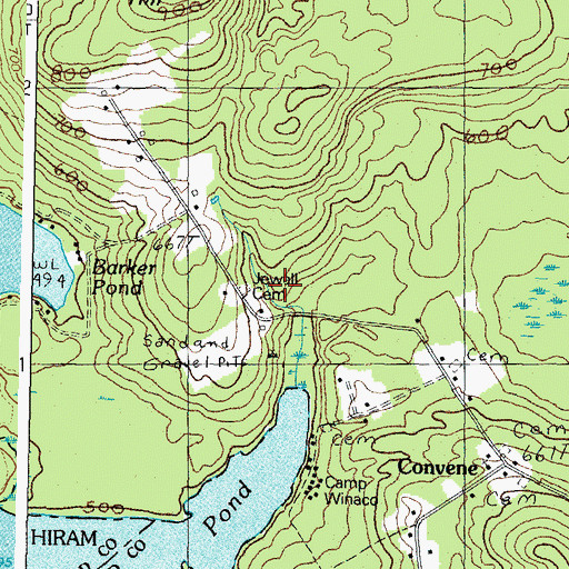 Topographic Map of Jewell Cemetery, ME