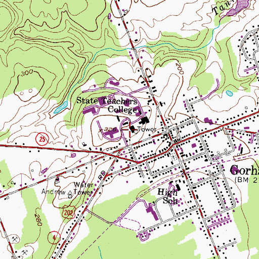Topographic Map of John Mitchell Center, ME