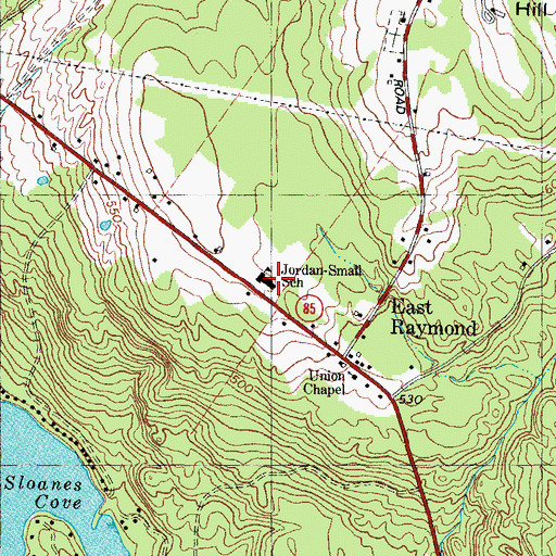 Topographic Map of Jordan Small Middle School, ME