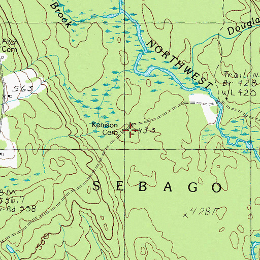 Topographic Map of Kenison Cemetery, ME